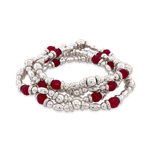 Set de 4 pulseras con ágata roja